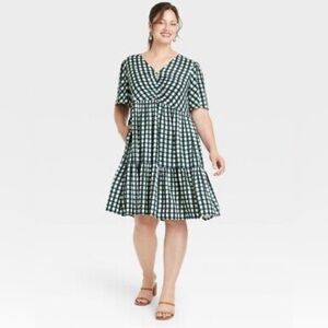 Ava & Viv Fit & Flare Above the Knee Checkered
Mini Dress Blue and Green Size 1X